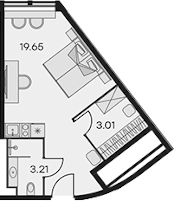 Квартира студия 25.87 м², 3/15 эт., Апарт-отель «Апарт-отель 25-7 Заневский»